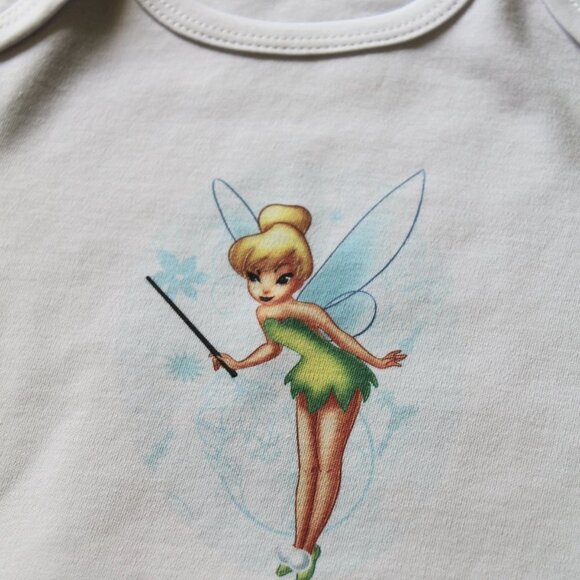 Onesie Disney Tinkerbell baby girl long sleeve 100% cotton white new - Picture 3 of 11